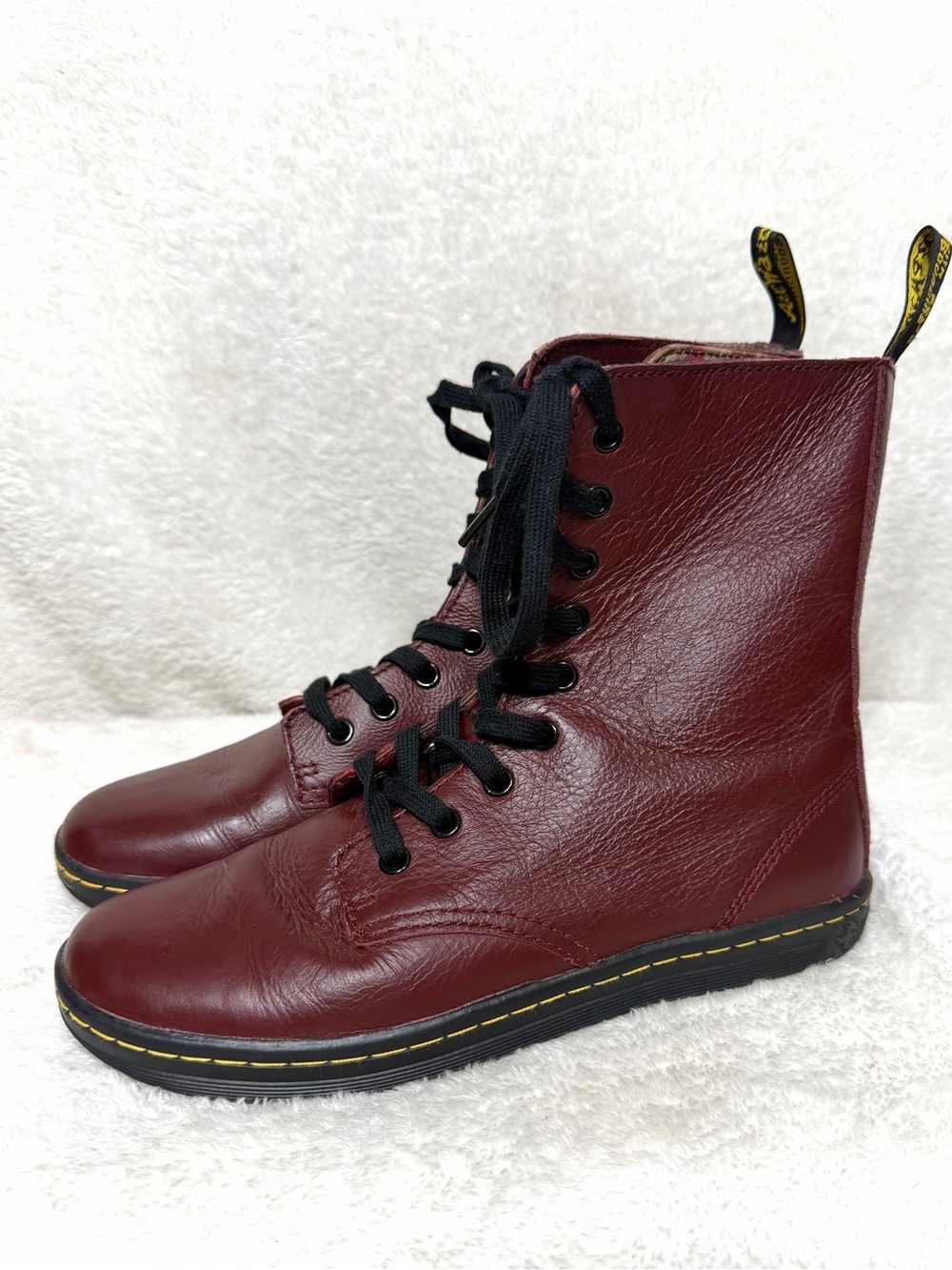 Dr. Martens Leyton Burgundy Leather Boots Size 8
